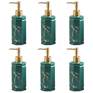 kuber industries liquid soap dispenser  handwash soap dispenser  soap dispenser for wash basin  shampoo dispenser bottle  bathroom dispenser bottle  pack of 6  350 ml  green