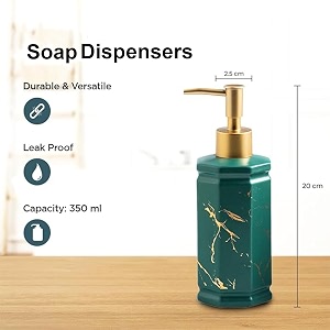 kuber industries liquid soap dispenser  handwash soap dispenser  soap dispenser for wash basin  shampoo dispenser bottle  bathroom dispenser bottle  350 ml  green