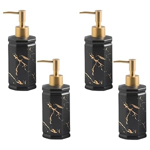 kuber industries liquid soap dispenser for wash basin bathroom and handwash - shampoo bottle - 350 ml - pack of 4 - black