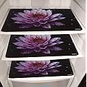 Kuber Industries Floral Lotus Printed PVC 6 Pieces Refrigerator Drawer Mats (Black)-CTKTC14386