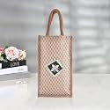 Kuber Industries Reusable Lunch Bag with Handle | Jute Carry Bag | Lunch Handbag for Office | Tiffin Carry Patch Hand Bag | Small | Pack of 3 | Brown
