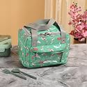 Kuber Industries Lunch Bag | Tiffin Storage Bag | Office Lunch Bag with Handle | Lunch Bag for Camping | Front Pocket Lunch Bag | Thermal Insulated Lunch Bag | RH215-GRN | Green