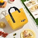 Kuber Industries Lunch Bag | Tiffin Storage Bag with Handle Camping | Front Pocket Thermal Insulated Lunch Bag | RH253-YEL | Yellow