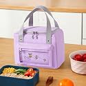Kuber Industries Lunch Bag | Tiffin Storage Bag | Office Lunch Bag with Handle | Lunch Bag for Camping | Front Pocket Lunch Bag | Thermal Insulated Lunch Bag | RH215-PURP | Purple