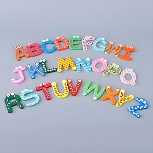 kuber industries magnet alphabet stickers  wooden a-z letters  for learning-educational purpose  toy for kids  fridge magnet stickers  tzxy159  26 pcs  multicolor