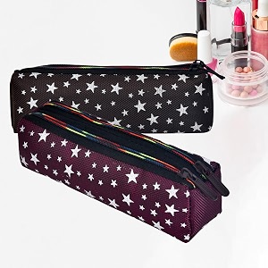kuber industries makeup pouch  rexine cosmetic pouch  jewellery utility pouch  toiletry pouch for girls  travel makeup pouch for girls  storage makeup bag  star makeup pouch  pack of 2  multi