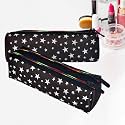 Kuber Industries Makeup Pouch|Rexine Cosmetic Pouch|Jewellery Utility Pouch|Toiletry Pouch for Girls|Travel Makeup Pouch for Girls|Storage Makeup Bag|Star Makeup Pouch|Pack of 2|Black