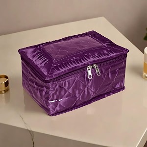 kuber industries makeup storage bag  vanity organizer  locker makeup kit  cosmetic organizer for travel  makeup kit for woman  12 detachable pouch  frill jewellery organizer  purple