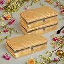 Kuber Industries Makeup Storage Bag | Vanity Pouch | Pendant Organizer | Cosmetic Kit for Travel | 6 Pouch | Moti Jewellery | Large | Pack of 3 | Golden