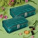 Kuber Industries Makeup Storage Bag | Vanity Pouch | Pendant Organizer | Cosmetic Kit for Travel | 6 Pouch Moti Jewellery Organizer | Large | Pack of 2 | Green