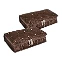 Kuber Industries Makeup Storage Bag | Vanity Pouch | Cosmetic Kit for Travel | 6 Pouch Organizer | Moti Jewellery Pendant | Large | Brown