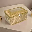 Kuber Industries Makeup Storage Bag | Vanity Organizer | Locker Makeup Kit | Cosmetic Organizer for Travel | Makeup Kit for Woman | 12 Detachable Pouch | Frill Jewellery Organizer | Golden