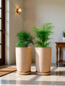 kuber industries marble emerald flower pot for home  garden with tray18 inchpack of 2beige plant container set