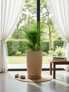 kuber industries marble emerald flower pot for home  garden with tray18 inchbeige plant container set