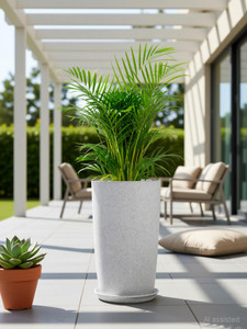 kuber industries marble emerald flower pot for home  garden with tray18 inchwhite plant container set