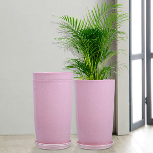 kuber industries marble emerald flower pot for home  garden with tray18 inchpack of 3pink plant container set