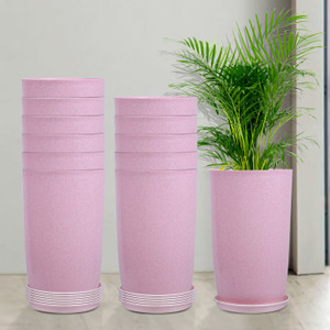 kuber industries marble emerald flower pot for home  garden with tray18 inchpack of 12pink plant container set
