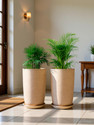 KUBER INDUSTRIES Marble Emerald Flower Pot for Home & Garden with Tray|18 Inch|Pack of 2|Beige Plant Container Set