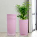 KUBER INDUSTRIES Marble Emerald Flower Pot for Home & Garden with Tray|18 Inch|Pack of 6|Pink Plant Container Set