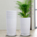 KUBER INDUSTRIES Marble Emerald Flower Pot for Home & Garden with Tray|18 Inch|Pack of 6|White Plant Container Set