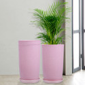 KUBER INDUSTRIES Marble Emerald Flower Pot for Home & Garden with Tray|18 Inch|Pack of 3|Pink Plant Container Set