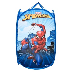 kuber industries marvel avengers nylon mesh laundry basketfoldable laundry bagnetted lightweight laundry organizerreinforced handle with sturdy base 343034ltr blue