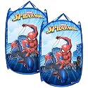 Kuber Industries Marvel Avengers Nylon Mesh Laundry Basket|Foldable Laundry Bag|Netted Lightweight Laundry Organizer|Reinforced Handle With Sturdy Base "30"LTR (Blue)