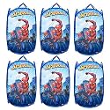Kuber Industries Marvel Avengers Nylon Mesh Laundry Basket|Foldable Laundry Bag|Netted Lightweight Laundry Organizer|Reinforced Handle With Sturdy Base "30"LTR (Blue)