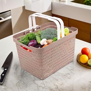 kuber industries plastic 2 pieces small size multipurpose solitaire storage basket with lid multi-ctktc25450