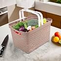 Kuber Industries Plastic 2 Pieces Small Size Multipurpose Solitaire Storage Basket with Lid (Multi)-CTKTC25450