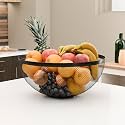 Kuber Industries Metal Fruits &amp; Vegetables Basket Bowl | Veggie Baskets for Dining Table Accessories | Storage Bowls for Decorative Pantry, Home &amp; Kitchen Multi-Purpose Use - Black 27x27x13 cm