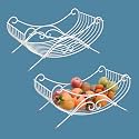 Kuber Industries 2 Pcs Metal Fruits &amp; Vegetables Basket | Storage Stand for Dining Table Accessories &amp; Centre Table | Multipurpose Countertop for Decorative Pantry, Home &amp; Kitchen - White
