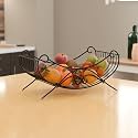 Kuber Industries Metal Fruits &amp; Vegetables Rectangular Basket | Storage Stand for Dining Table Accessories &amp; Centre Table | Multipurpose Countertop for Decorative Pantry, Home &amp; Kitchen - Black