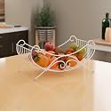 Kuber Industries Metal Fruits & Vegetables Rectangular Basket | Storage Stand for Dining Table Accessories & Centre Table | Multipurpose Countertop for Decorative Pantry, Home & Kitchen - White