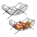 Kuber Industries 2 Pcs Metal Fruits &amp; Vegetables Basket | Storage Stand for Dining Table Accessories &amp; Centre Table | Multipurpose Countertop for Decorative Pantry, Home &amp; Kitchen - Black