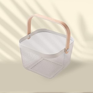 kuber industries metal mesh basket - multipurpose storage organizer fruit basket and picnic basket for kitchen and home - ideal basket for storage and organization white