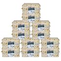 Kuber Industries Metalic Print Underbed Storage Bag|Organizer For Clothes Large|Non-Woven Comforter, Blanket Cover|Transparent Window &amp; Zipper|Side Handles|Pack of 12 (Cream)