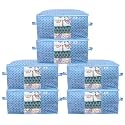 Kuber Industries Metalic Print Underbed Storage Bag|Organizer For Clothes Large|Non-Woven Comforter, Blanket Cover|Transparent Window &amp; Zipper|Side Handles|Pack of 6 (Sky Blue)