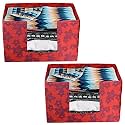 Kuber Industries Metallic Flower Printed Non-Woven Foldable Saree Stacker, Wardrobe Organizer, Storage Bin With Handle- Pack of 2 (Red)-HS43KUBMART26406
