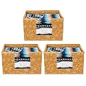 Kuber Industries Metallic Flower Printed Non-Woven Foldable Saree Stacker, Wardrobe Organizer, Storage Bin With Handle- Pack of 3 (Brown)-HS43KUBMART26400
