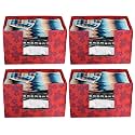 Kuber Industries Metallic Flower Printed Non-Woven Foldable Saree Stacker, Wardrobe Organizer, Storage Bin With Handle- Pack of 4 (Red)-HS43KUBMART26410