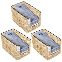 Kuber Industries Metallic Printed 3 Piece Non Woven Shirt Stacker Wardrobe Organizer Set, (Golden &amp; Brown) - CTKTC034898