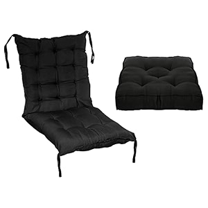 kuber industries microfiber 18  36 inch back and seat chair cushion with ties amp 18  18 inch square cushion for rocking chair desk chair dining chairs lounge chair- set of 2 black