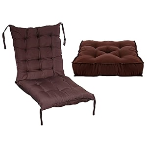 kuber industries microfiber 18  48 inch back and seat chair cushion with ties amp 18  18 inch square cushion for rocking chair- set of 2 brown model number hs_37_kubmart020794