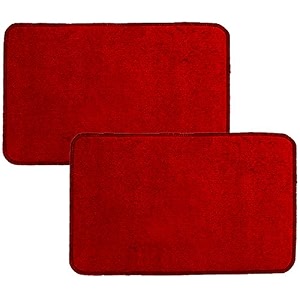 kuber industries microfiber anti slip 2 pieces door mat 2234x1434red- ctktc046234