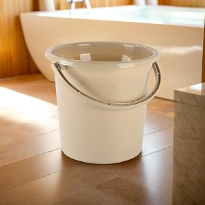 kuber industries plastic multi-purpose 18 litres water buckets for washing clothes with handle  bathing balti for bathroom  water storage container - essential for household chores  beige