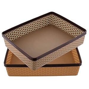 kuber industries multipurpose decorative drain tray large  makeup perfume organiser bathroom decorative dresser kitchen countertop organiser tray  anti slip  ym6302g  grey