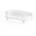 Kuber Industries Multipurpose Double layer Decorative Drain Tray | Makeup Perfume Organiser, Bathroom Vanity, Dresser Tray, Kitchen Countertop Organiser Tray | Anti Slip | Transparent