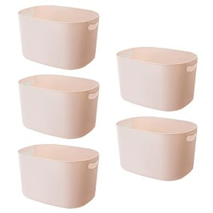 kuber industries multipurpose large storage box with handlebasket for cosmetic fruits storage 3430 l34  pack of 5beige