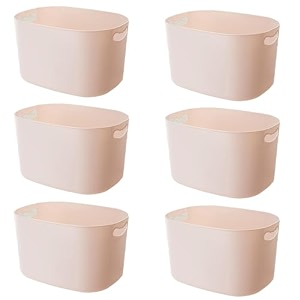 kuber industries multipurpose large storage box with handlebasket for cosmetic fruits storage 3430 l34  pack of 6beige